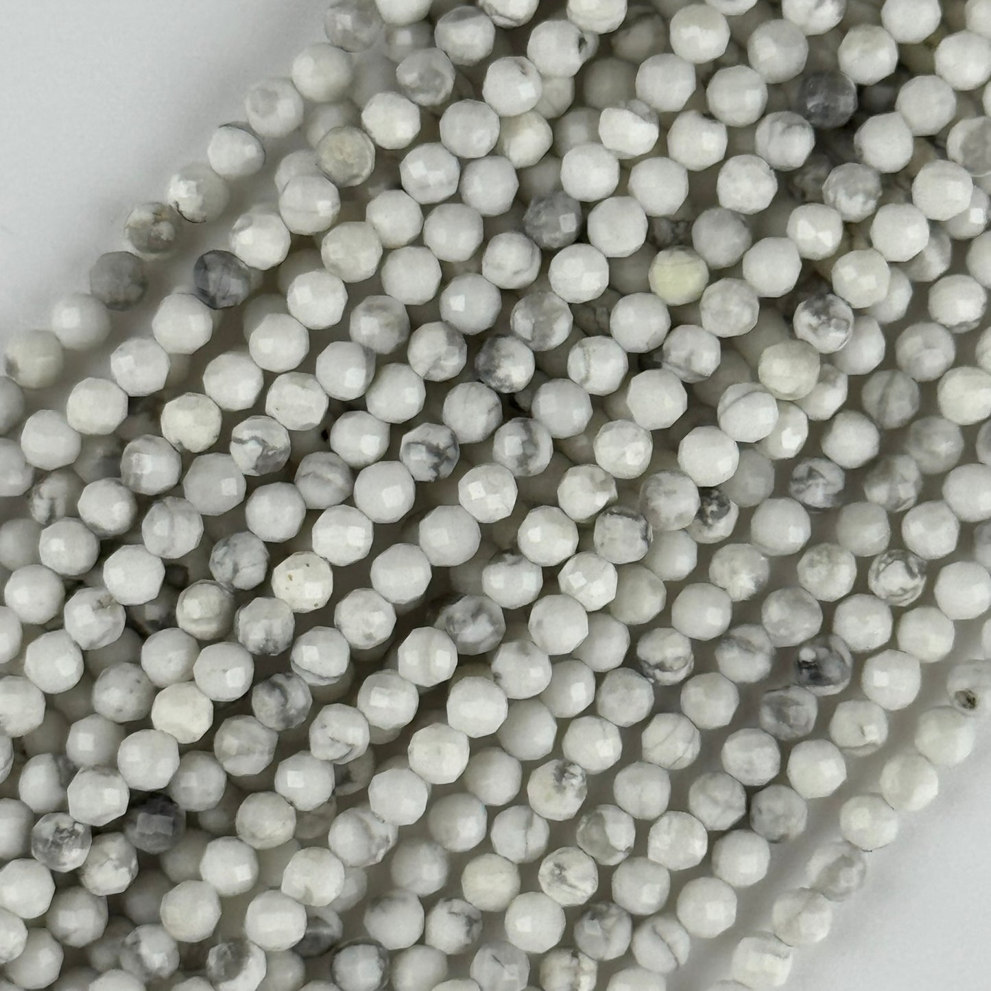 Howlite Faceted Round Beads - (AA Quality)