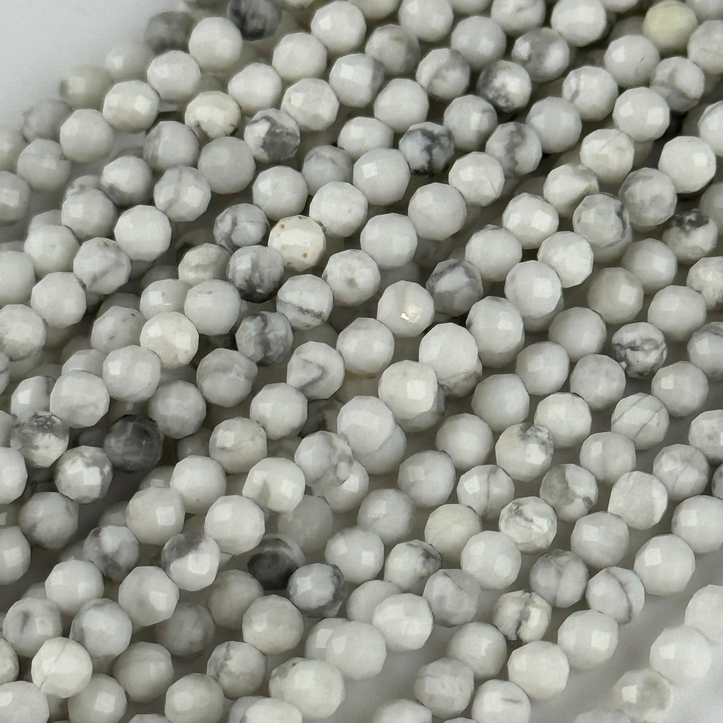 Howlite Faceted Round Beads - (AA Quality)