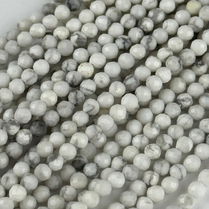 Howlite Faceted Round Gemstone Beads - (AA Quality)