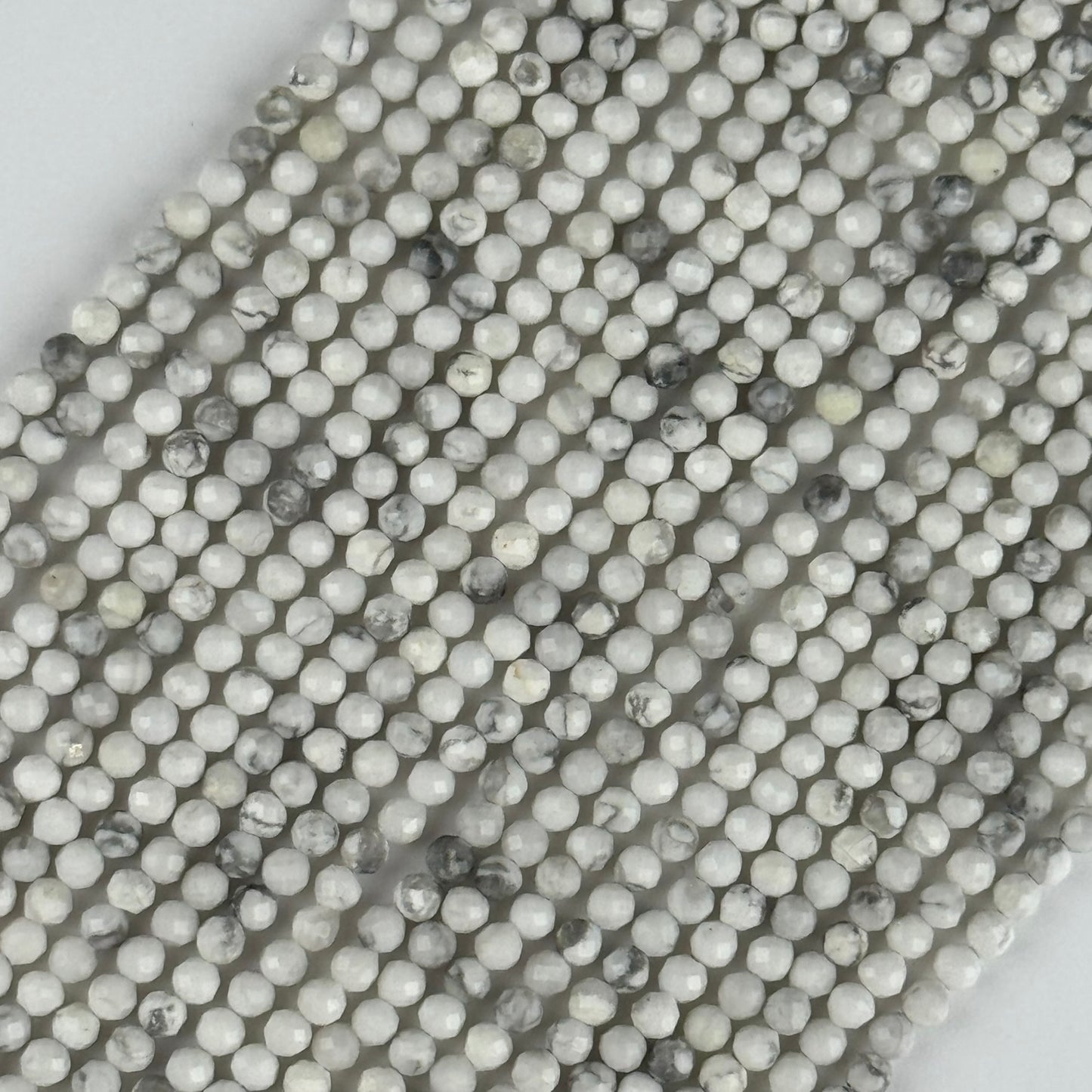 Howlite Faceted Round Beads - (AA Quality)