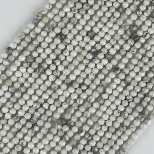 Howlite Faceted Round Beads - (AA Quality)