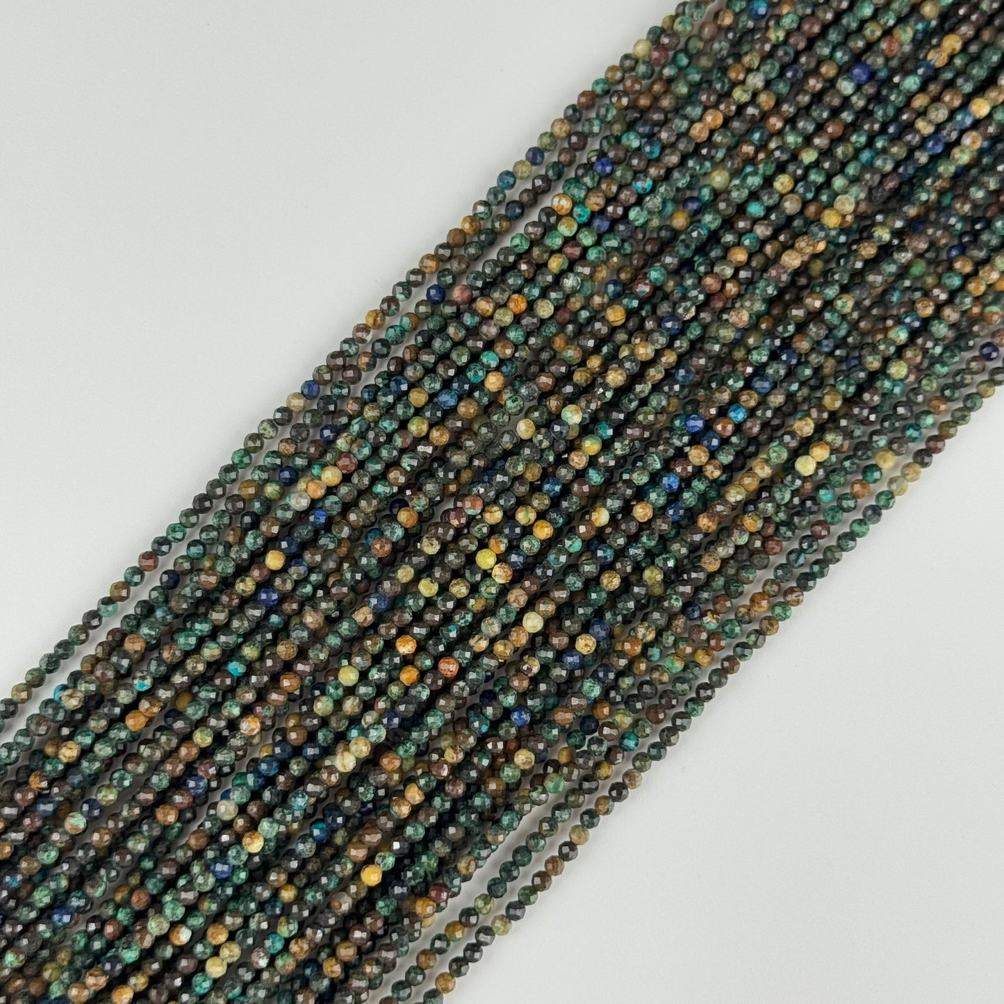Azurite Chrysocolla Faceted Round Beads - (AA Quality)