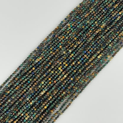 Azurite Chrysocolla Faceted Round Gemstone Beads - (AA Quality)
