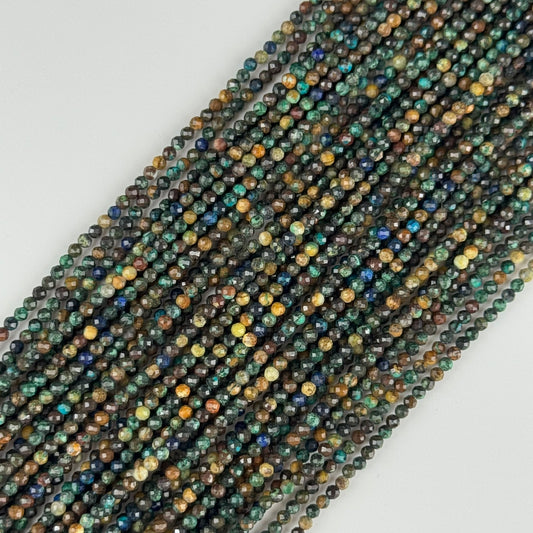 Azurite Chrysocolla Faceted Round Beads - (AA Quality)