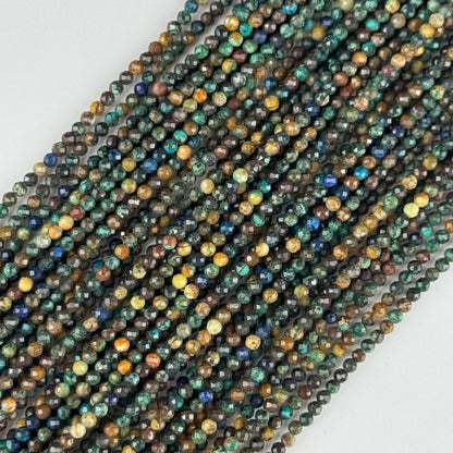Azurite Chrysocolla Faceted Round Gemstone Beads - (AA Quality)