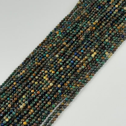 Azurite Chrysocolla Faceted Round Gemstone Beads - (AA Quality)