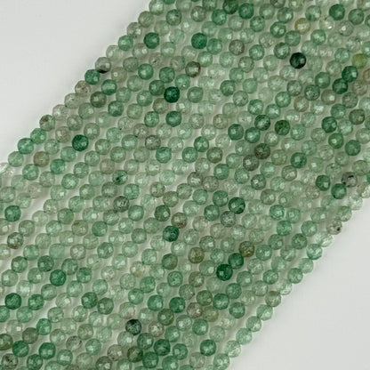 Green Strawberry Quartz Faceted Round Gemstone Beads - (AAA Quality)