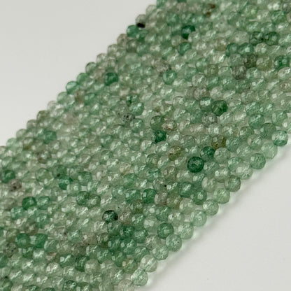 Green Strawberry Quartz Faceted Round Gemstone Beads - (AAA Quality)