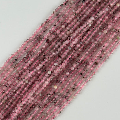 Epidot in Quartz Faceted Round Gemstone Beads - (AA Quality)