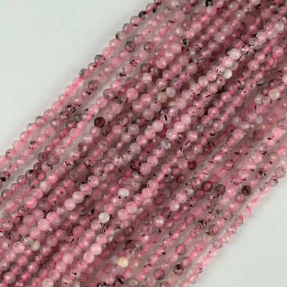 Epidot in Quartz Faceted Round Gemstone Beads - (AA Quality)