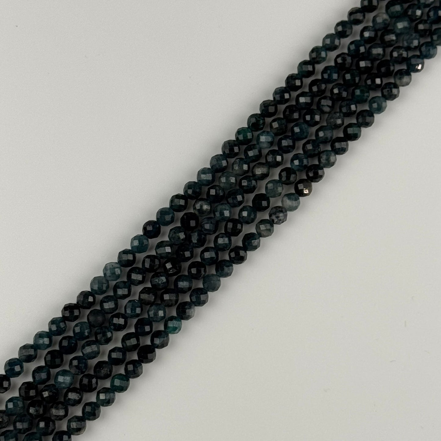 Rare Blue Tourmaline Faceted Round Beads - (AA Quality)