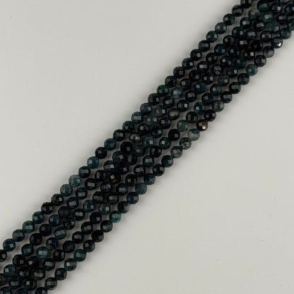Rare Blue Tourmaline Faceted Round Gemstone Beads - (AA Quality)