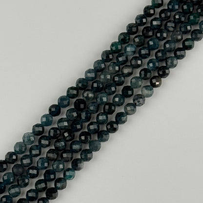 Rare Blue Tourmaline Faceted Round Gemstone Beads - (AA Quality)