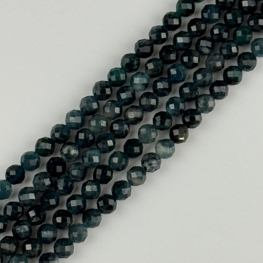 Rare Blue Tourmaline Faceted Round Gemstone Beads - (AA Quality)