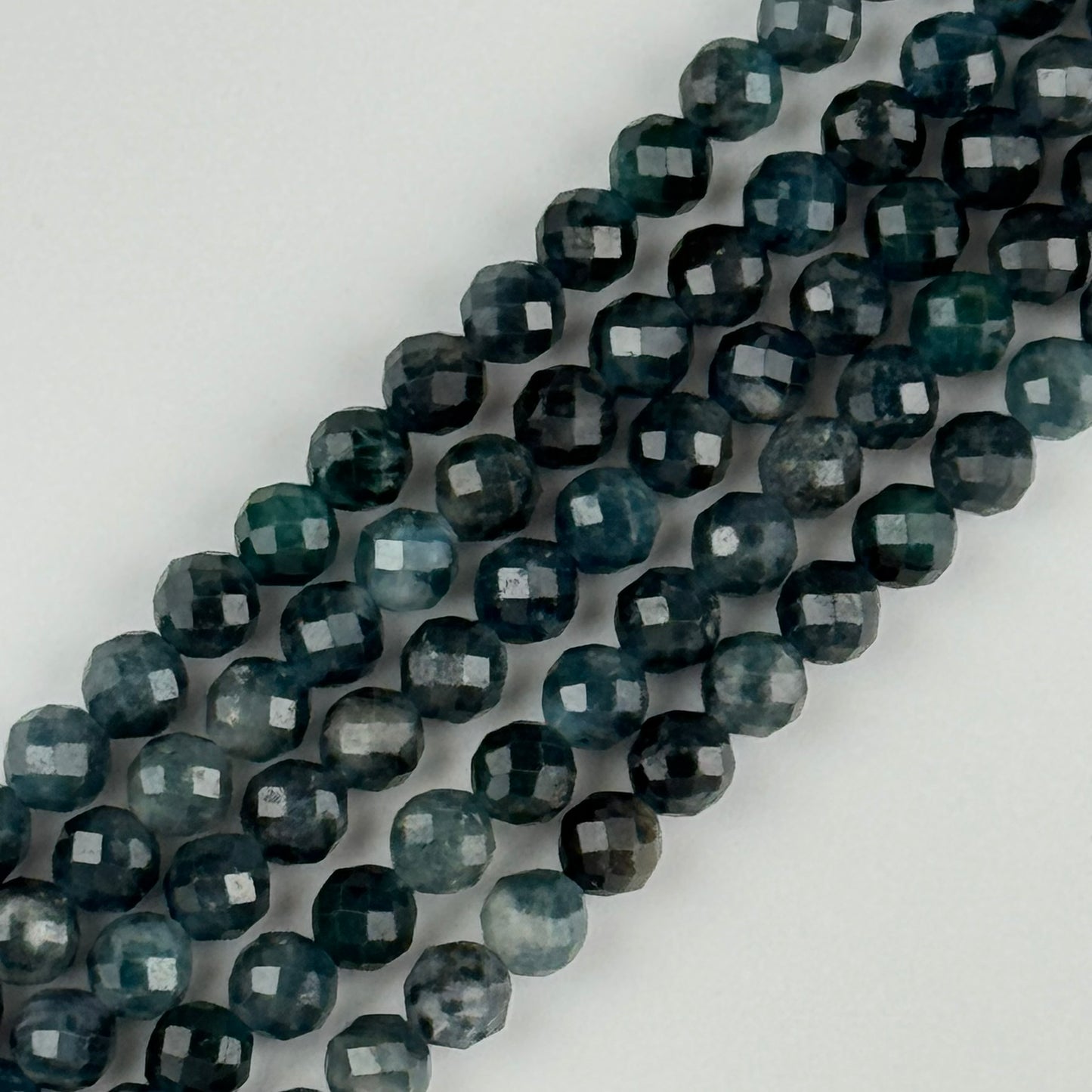 Rare Blue Tourmaline Faceted Round Beads - (AA Quality)