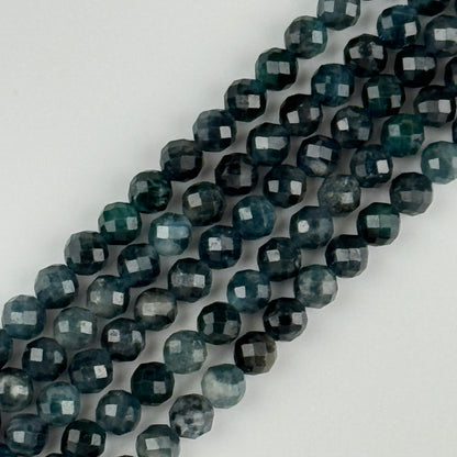 Rare Blue Tourmaline Faceted Round Gemstone Beads - (AA Quality)