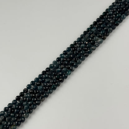 Rare Blue Tourmaline Faceted Round Gemstone Beads - (AA Quality)