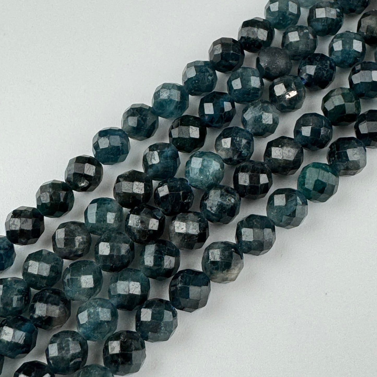 Rare Blue Tourmaline Faceted Round Beads - (AA Quality)