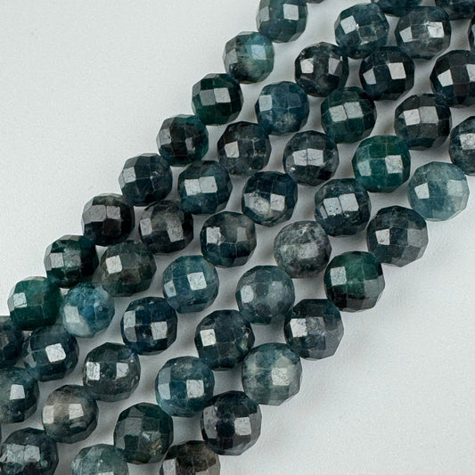 Rare Blue Tourmaline Faceted Round Beads - (AA Quality)