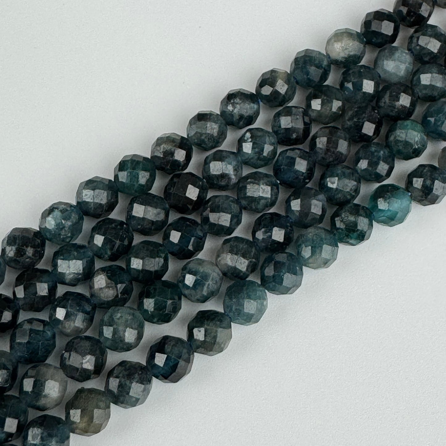Rare Blue Tourmaline Faceted Round Beads - (AA Quality)