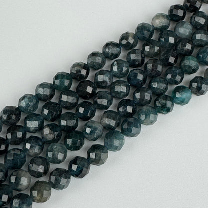 Rare Blue Tourmaline Faceted Round Gemstone Beads - (AA Quality)