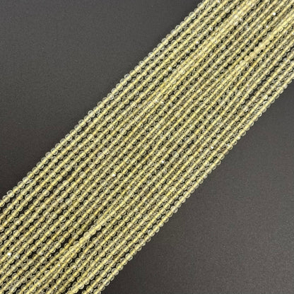 Lemon Quartz Faceted Round Gemstone Beads - (AAA Quality)