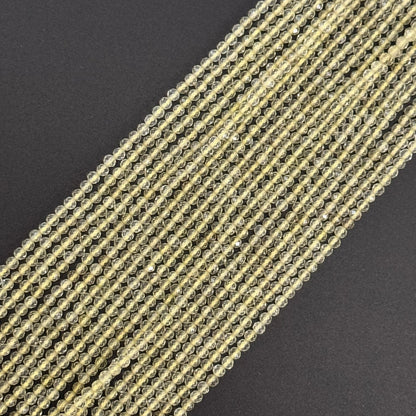 Lemon Quartz Faceted Round Gemstone Beads - (AAA Quality)