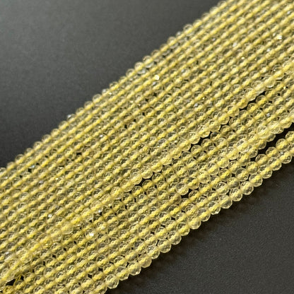Lemon Quartz Faceted Round Gemstone Beads - (AAA Quality)