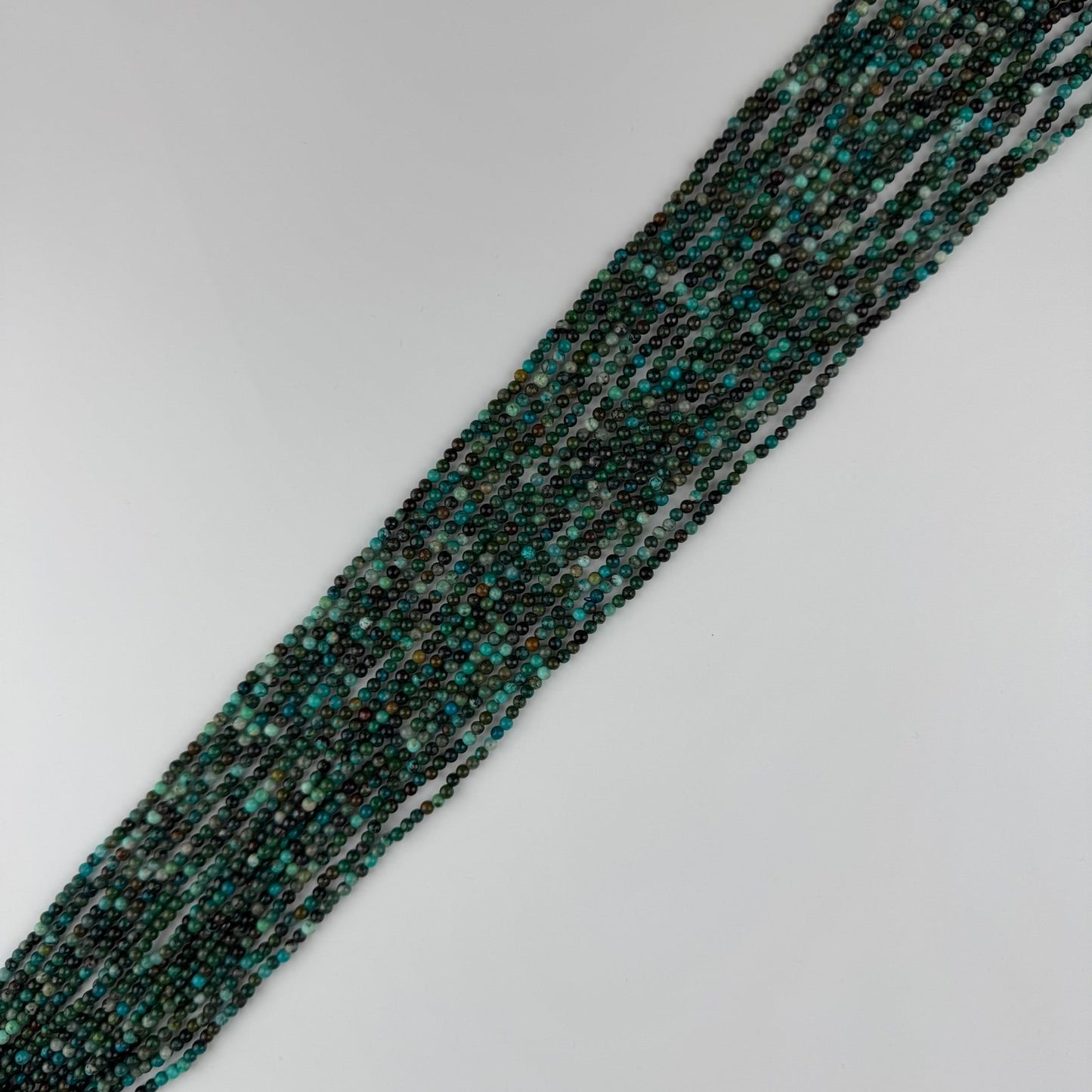 Polished Round Green Chrysocolla Precious Stone Beads - (A Quality)