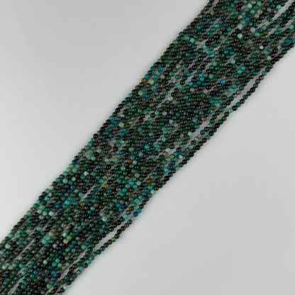 Polished Round Green Chrysocolla Precious Stone Beads - (A Quality)