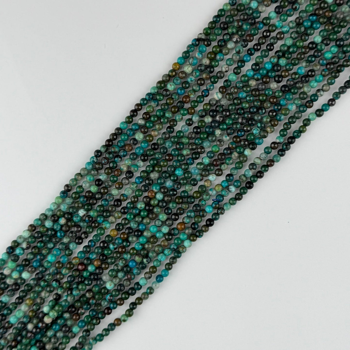 Polished Round Green Chrysocolla Precious Stone Beads - (A Quality)