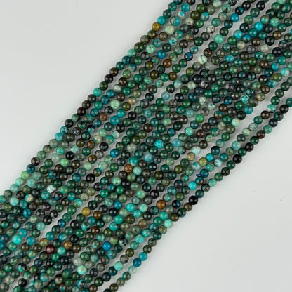 Polished Round Green Chrysocolla Precious Stone Beads - (A Quality)