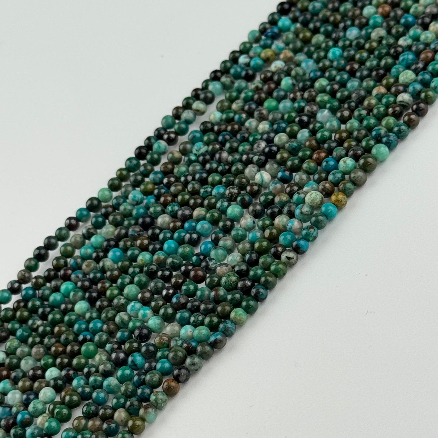 Polished Round Green Chrysocolla Precious Stone Beads - (A Quality)