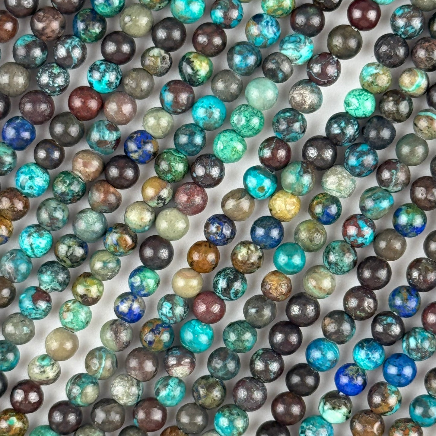 Polished Round Beads Azurite Malachite Beads - (A Quality)