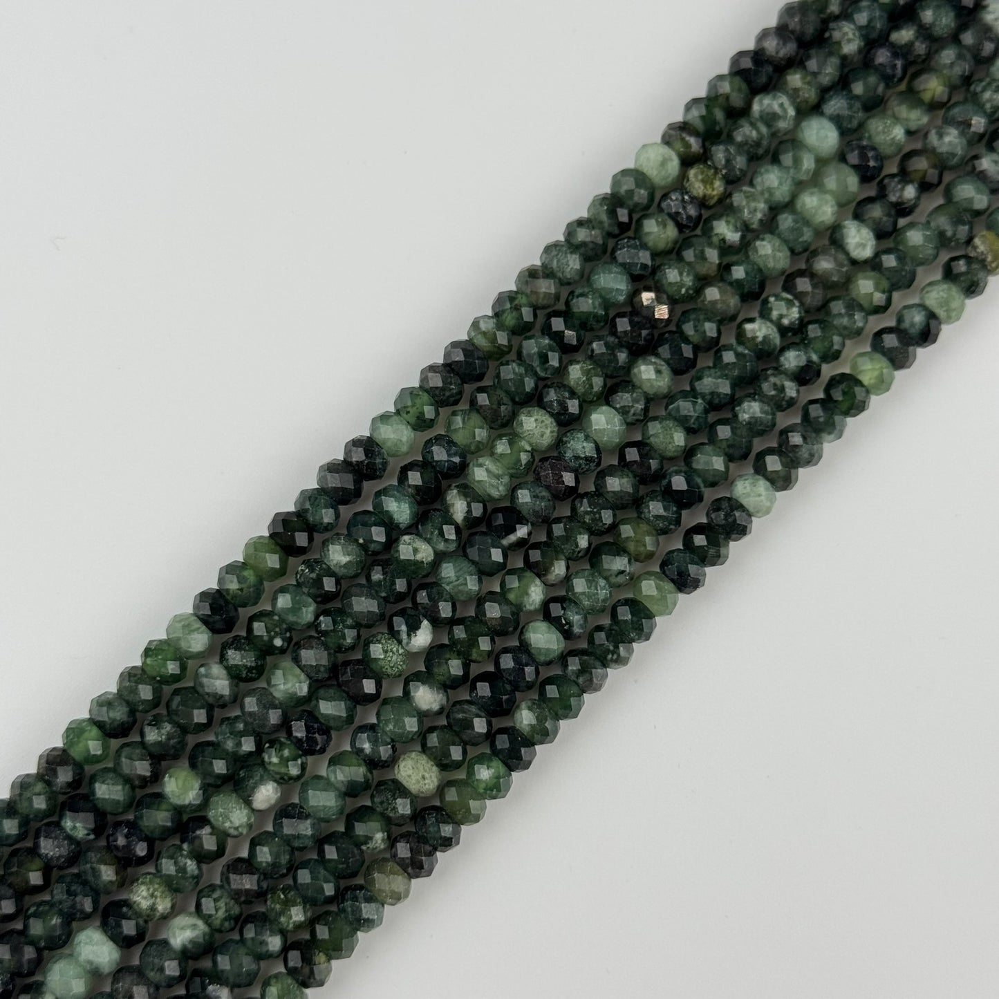 Serpentine Faceted Rondelle Beads - (A Quality)