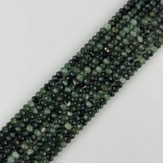 Serpentine Faceted Rondelle Gemstone Beads - (A Quality)