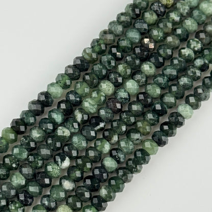 Serpentine Faceted Rondelle Gemstone Beads - (A Quality)