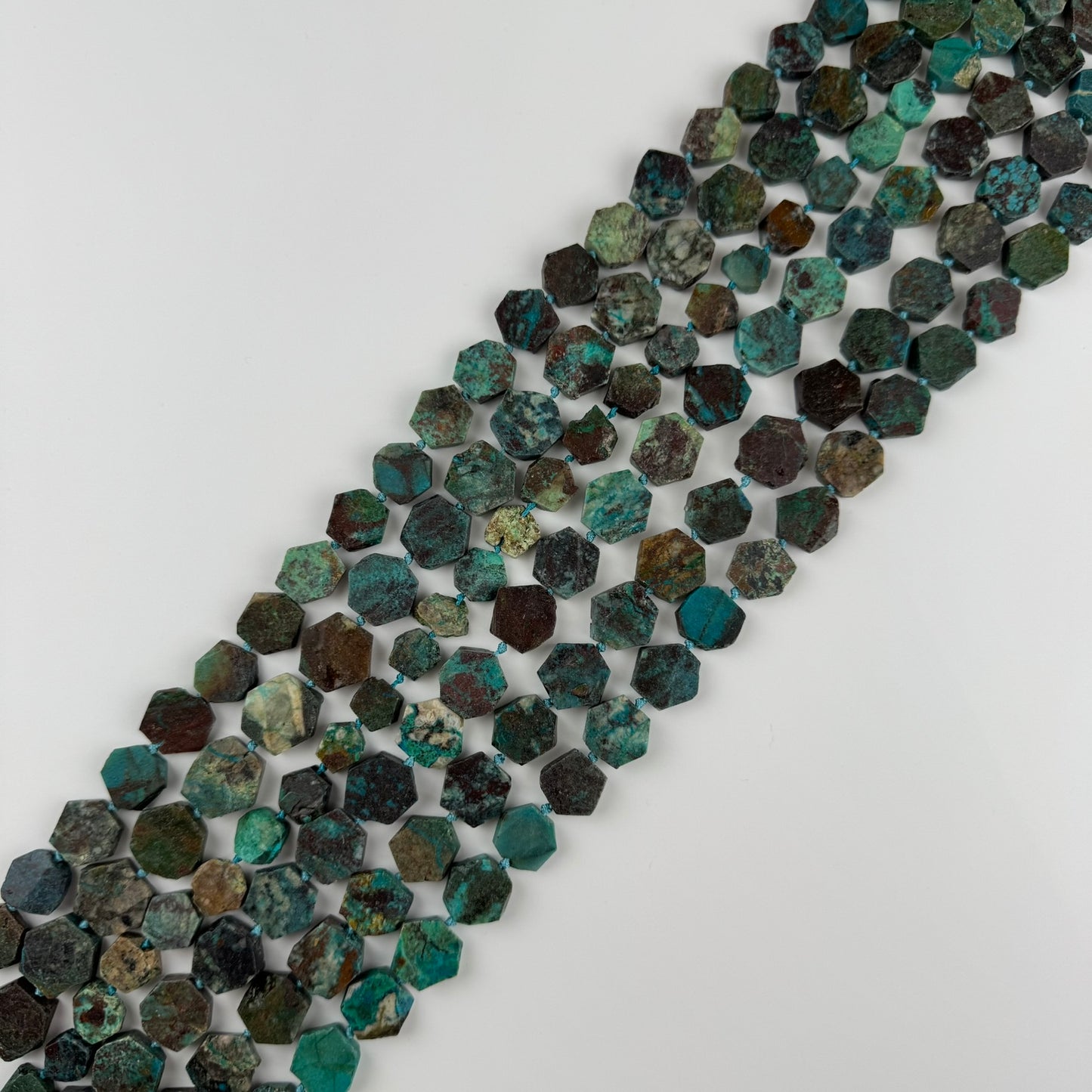 Hexagonal Chrysocolla Precious Stone Beads - (B Quality)