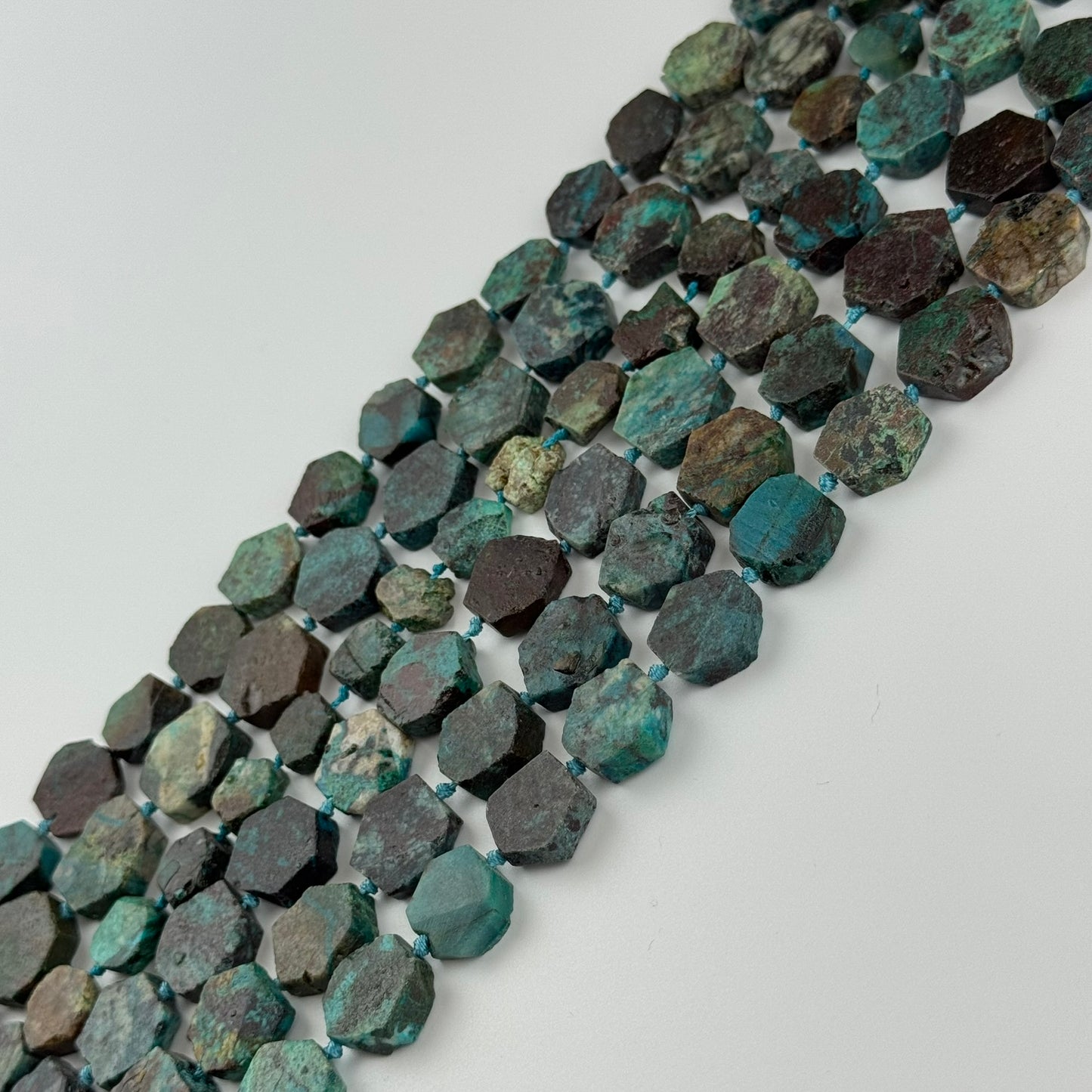 Hexagonal Chrysocolla Precious Stone Beads - (B Quality)