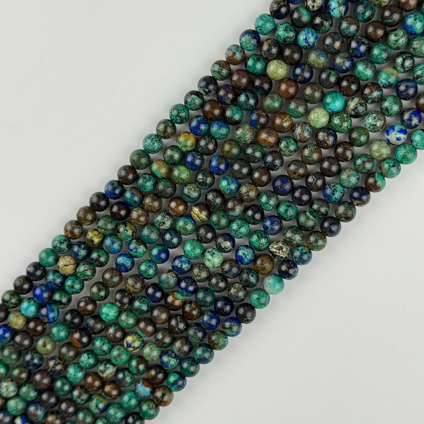 Polished Round Beads Azurite Malachite Beads - (A Quality)