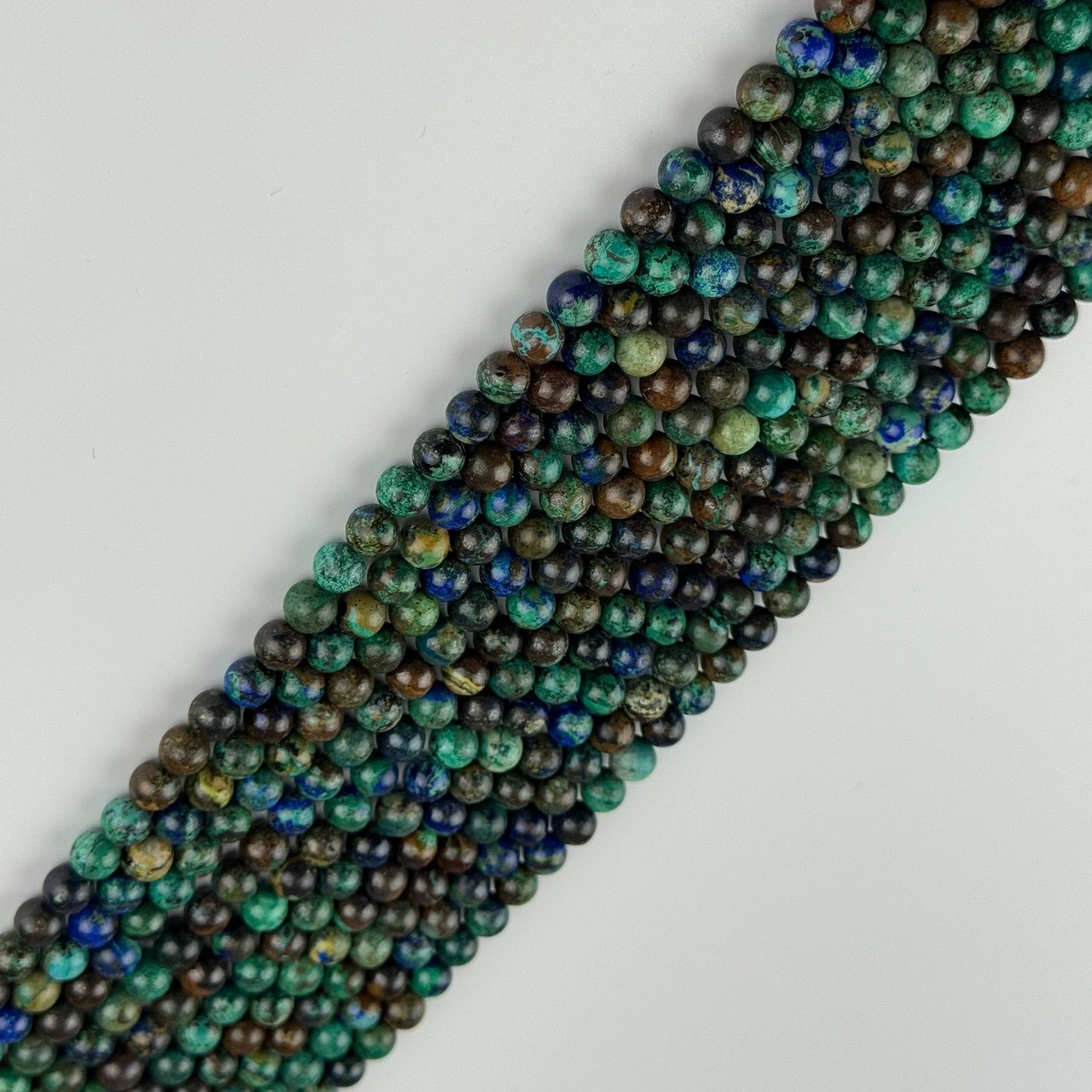 Polished Round Beads Azurite Malachite Beads - (A Quality)