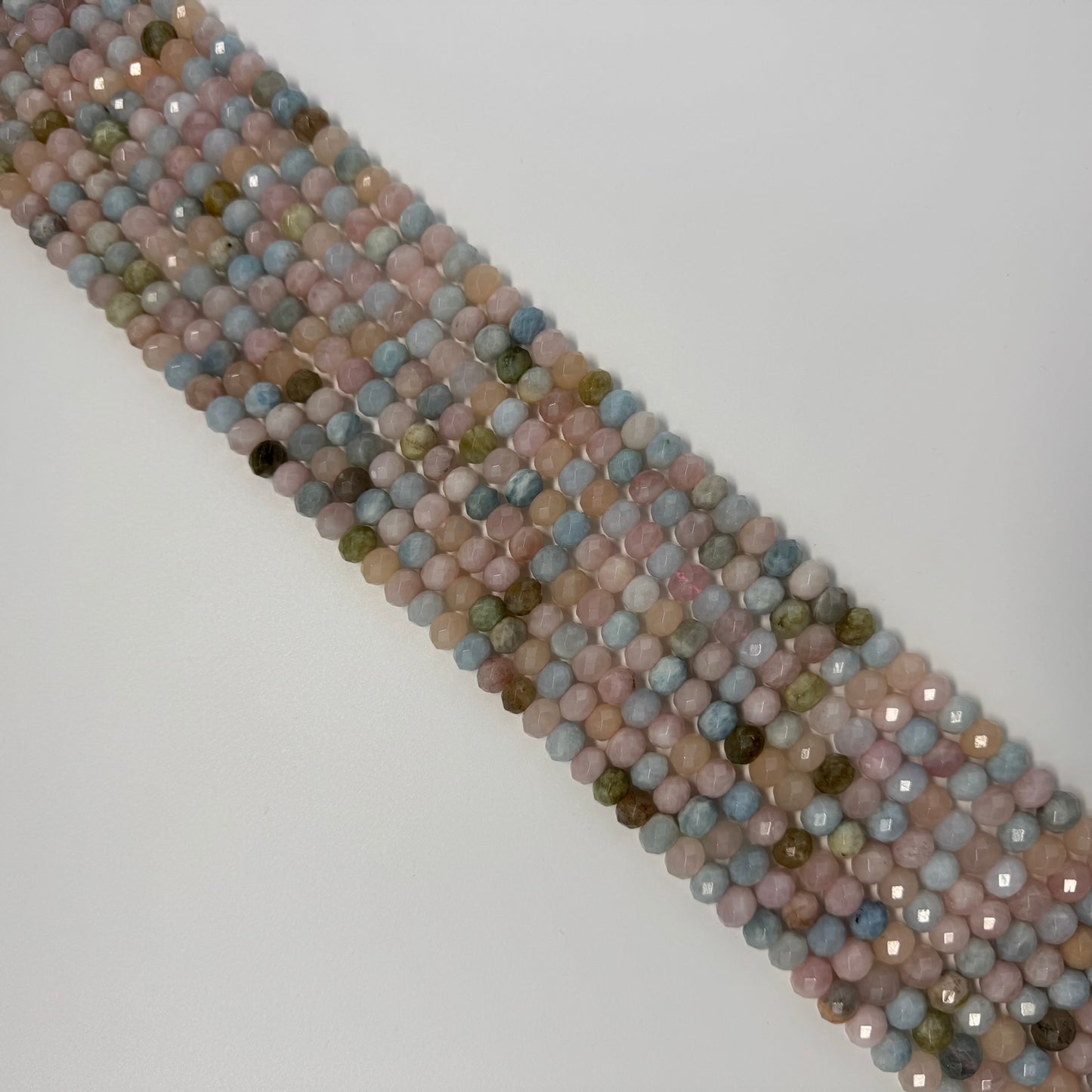 Aquamarine Morganite Faceted Rondelle Beads - (AA Quality)