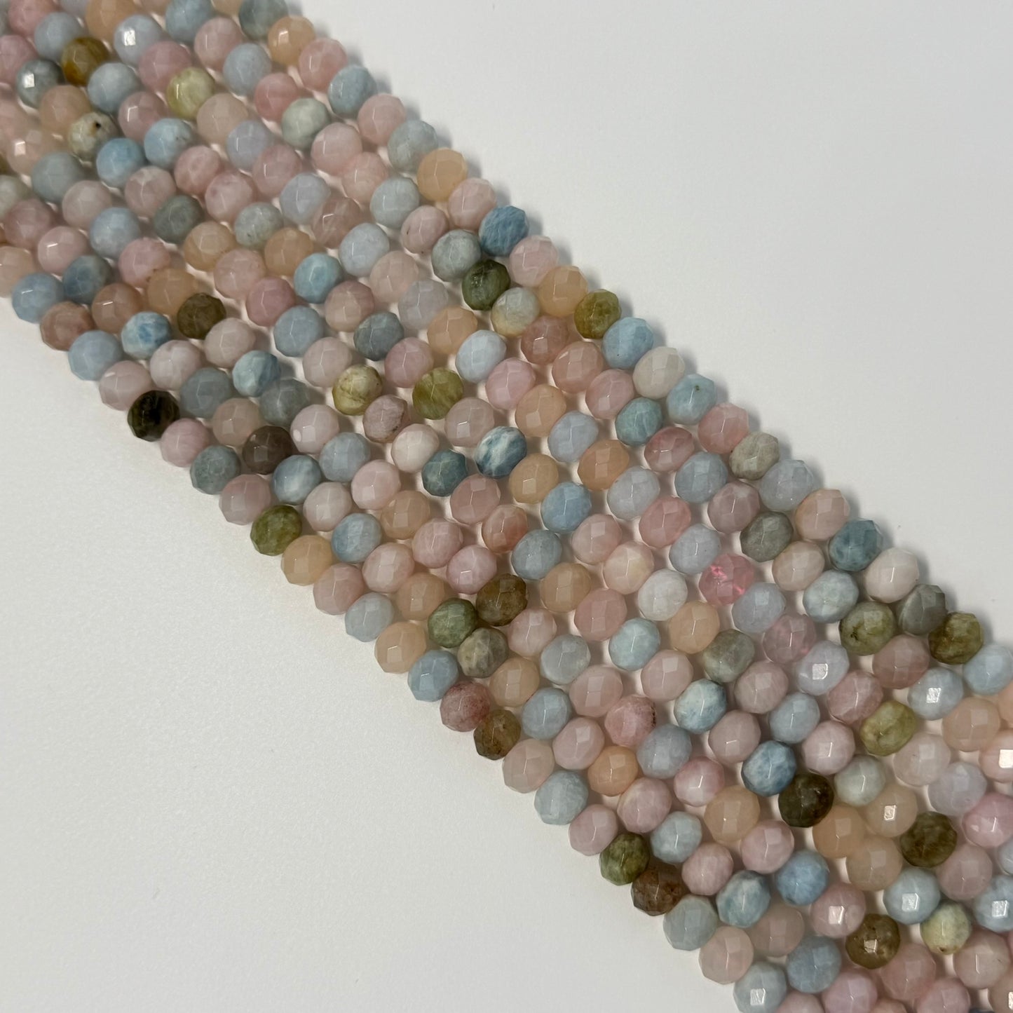 Aquamarine Morganite Faceted Rondelle Beads - (AA Quality)