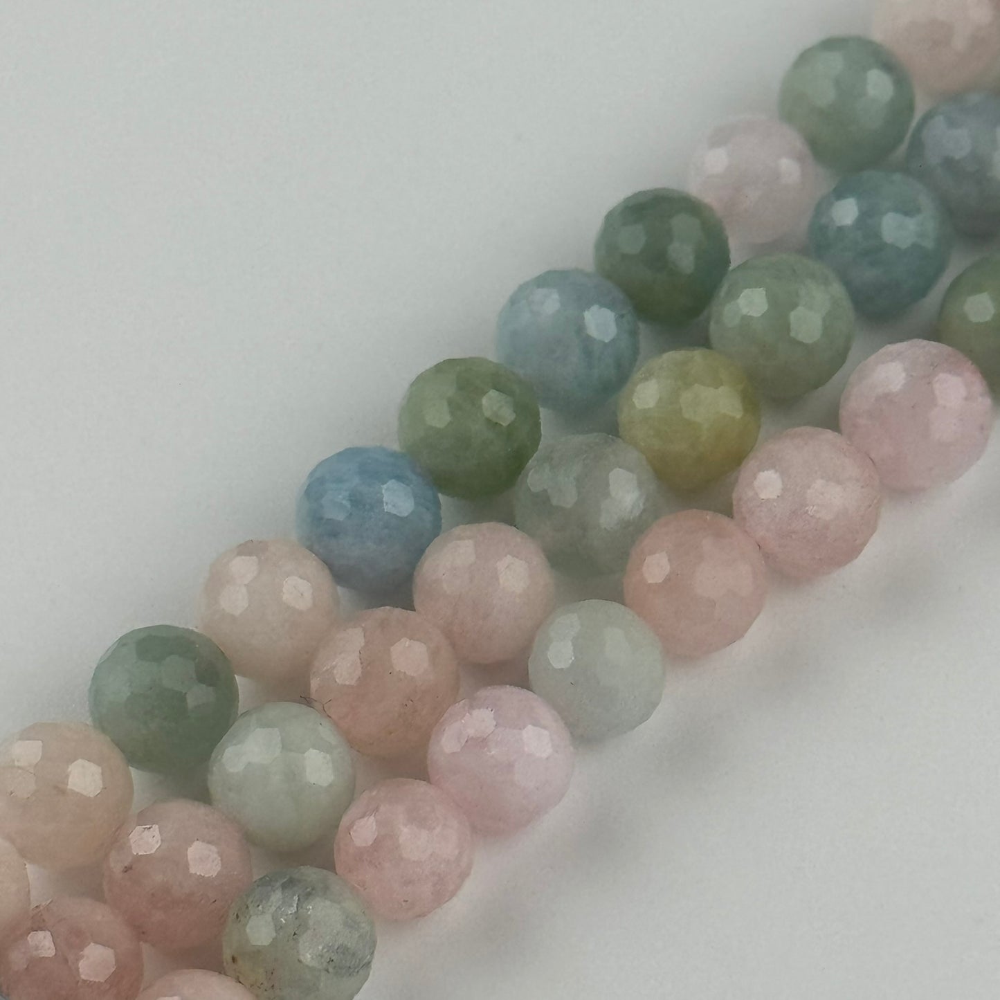 Aquamarine Morganite Faceted Round Beads