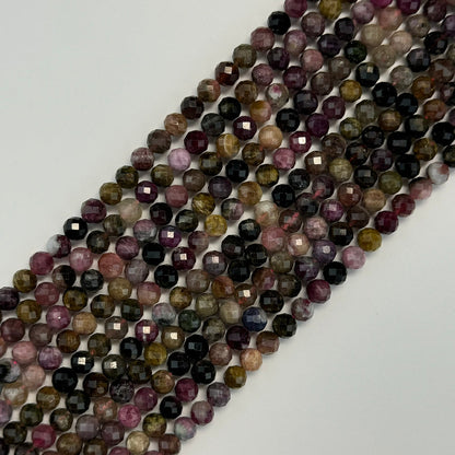 Tourmaline Multicolor Faceted Round Gemstone Beads