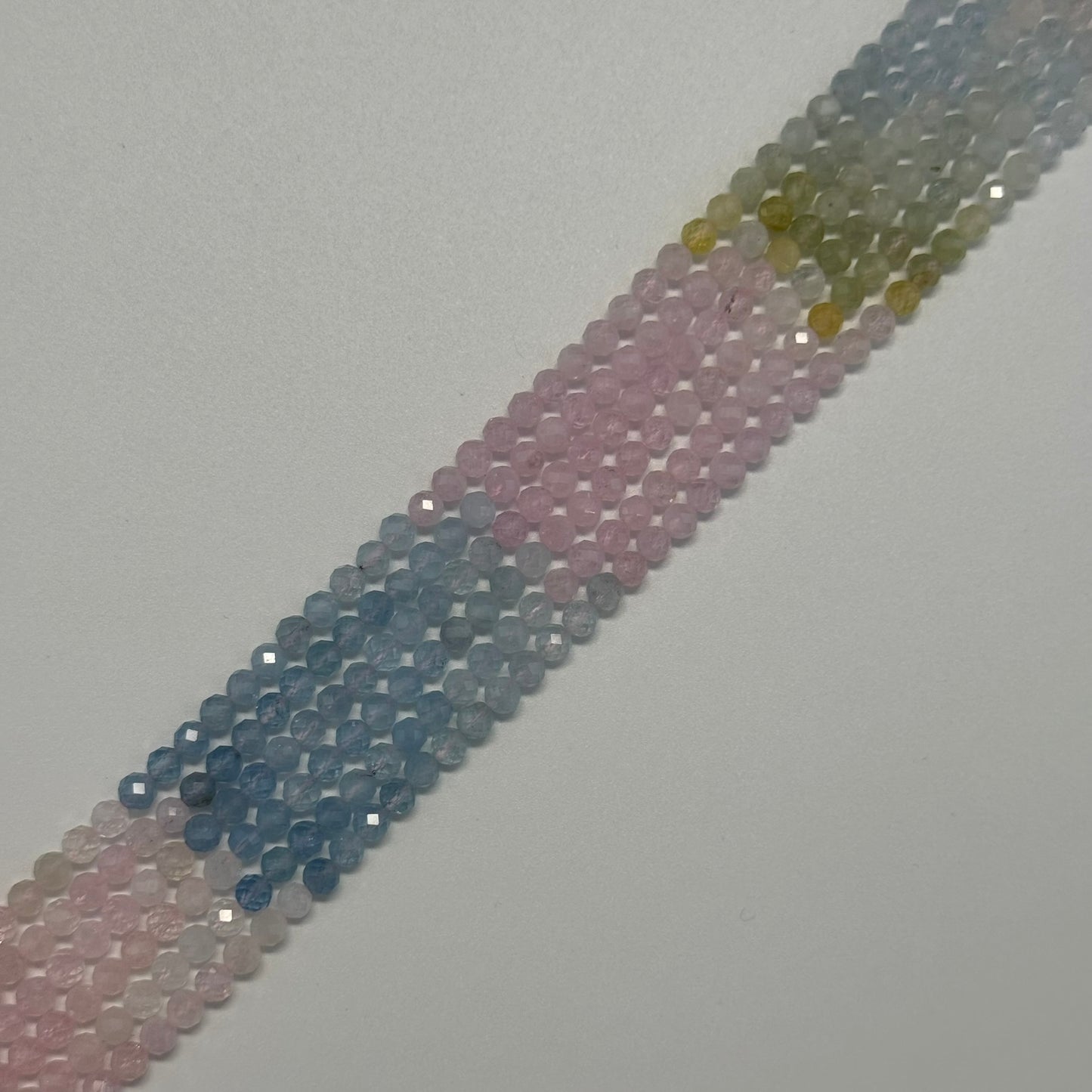 Aquamarine Morganite Faceted Round Beads