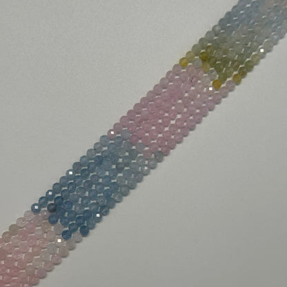 Aquamarine Morganite Faceted Round Beads