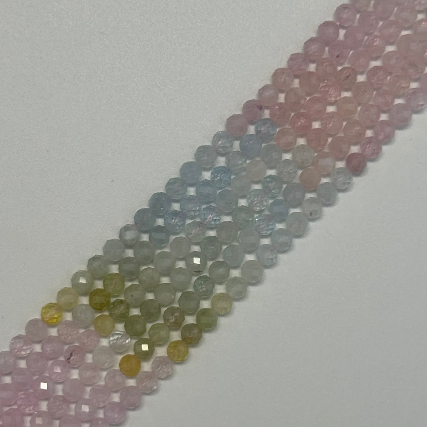 Aquamarine Morganite Faceted Round Beads