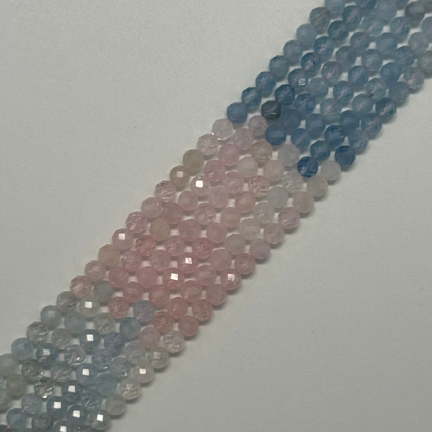 Aquamarine Morganite Faceted Round Beads