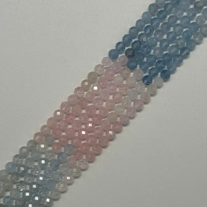 Aquamarine Morganite Faceted Round Beads
